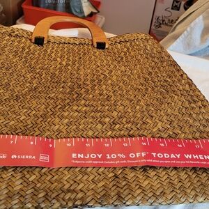 Woven Straw Tote with Wooden Handles
